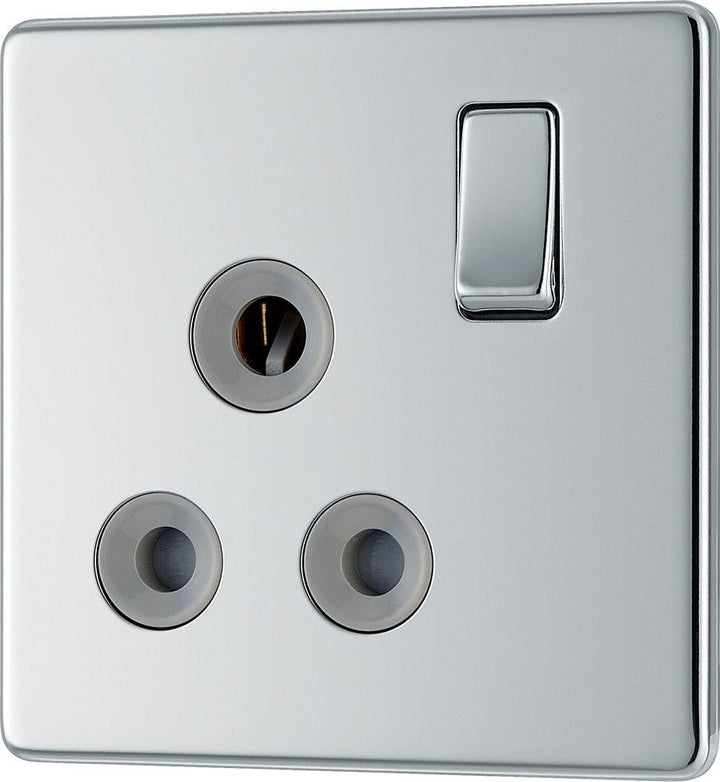 Screwless Flatplate Single Round Pin Switched 15A Socket - Prisma Lighting