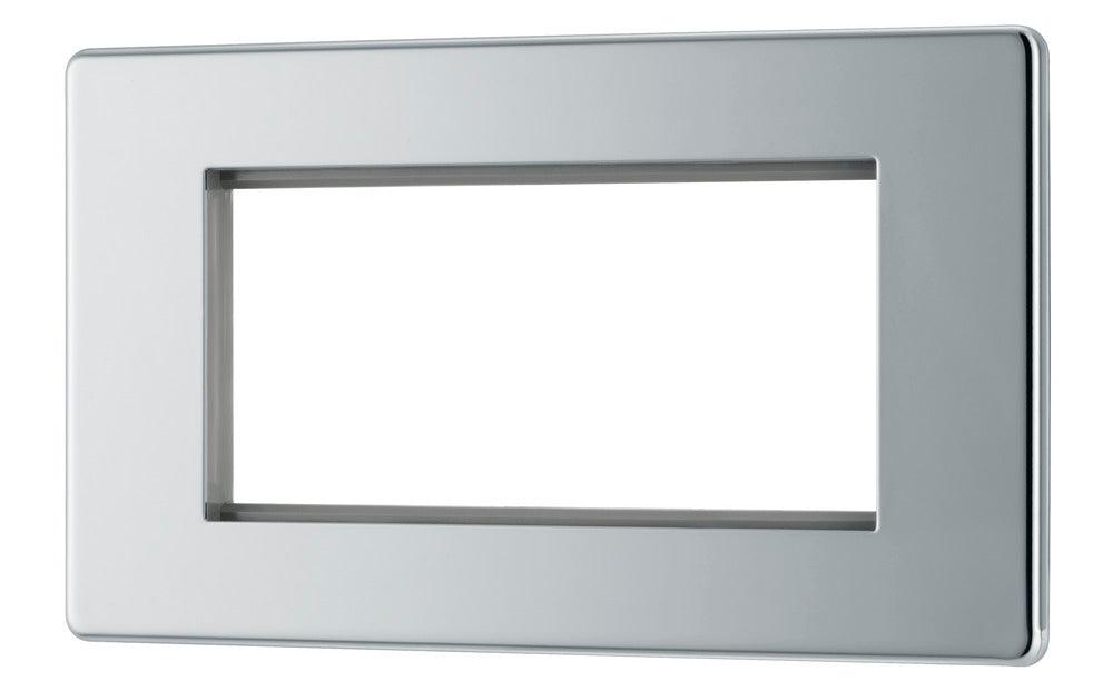 Screwless Flatplate Quadruple Rectangular Front Plate - Prisma Lighting