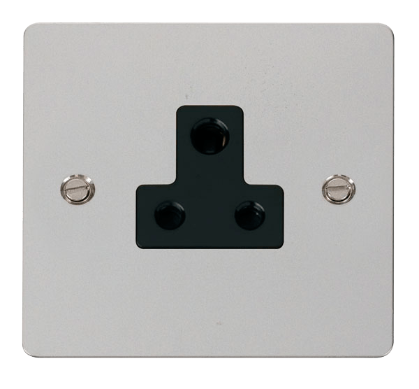 Define Flat Plate 5A Round - 5A Round Pin Socket Outlet  - Black in black finish.