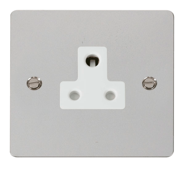 Define Flat Plate 5A Round - 5A Round Pin Socket Outlet  - White in black finish.