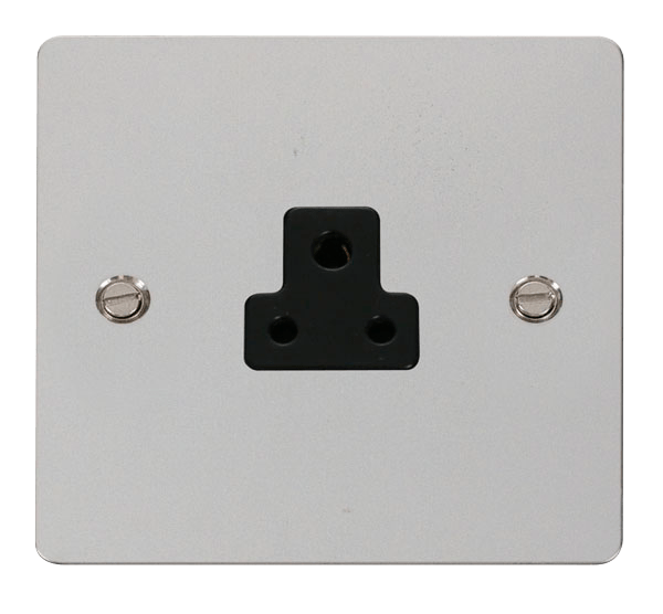 Define Flat Plate 2A Round - 2A Round Pin Socket Outlet  - Black in black finish.