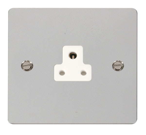 Define Flat Plate 2A Round - 2A Round Pin Socket Outlet  - White in black finish.
