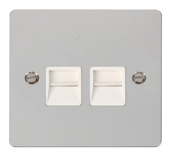 Define Flat Pl Twin Tel.Mas - Twin Telephone Socket Master  - White in black finish.