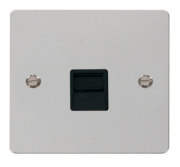 Define Flat Pl Sgl Tel.Sec - Single Telephone Socket Secondary  - Black in black finish.