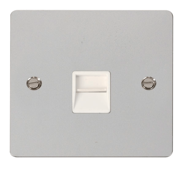 Define Flat Pl Sgl Tel.Sec - Single Telephone Socket Secondary  - White in black finish.