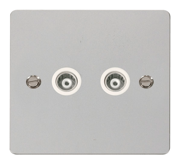 Define Flat Pl 2G Isol.Coax - 2 Gang Isolated Coaxial Socket  - White in black finish.