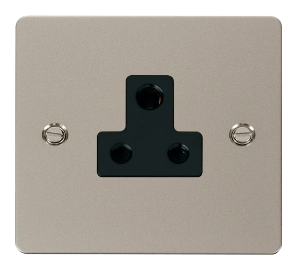 Define Flat Plate 5A Round - 5A Round Pin Socket Outlet  - Black in black finish.