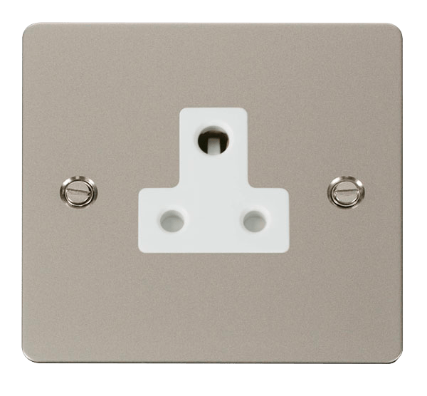 Define Flat Plate 5A Round - 5A Round Pin Socket Outlet  - White in black finish.