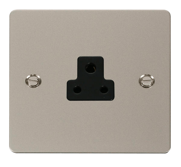 Define Flat Plate 2A Round - 2A Round Pin Socket Outlet  - Black in black finish.