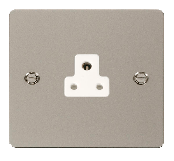 Define Flat Plate 2A Round - 2A Round Pin Socket Outlet  - White in black finish.