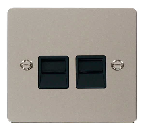 Define Flat Pl Twin Tel. Ma - Twin Telephone Socket Master  - Black in black finish.