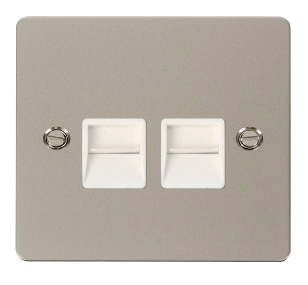 Define Flat Pl Twin Tel.Mas - Twin Telephone Socket Master  - White in black finish.