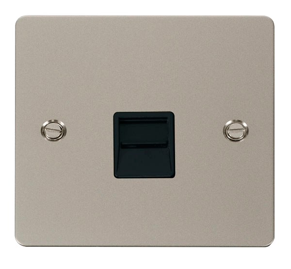 Define Flat Pl Sgl Tel.Sec - Single Telephone Socket Secondary  - Black in black finish.