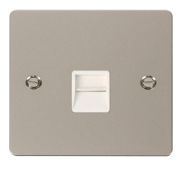 Define Flat Pl Sgl Tel.Sec - Single Telephone Socket Secondary  - White in black finish.