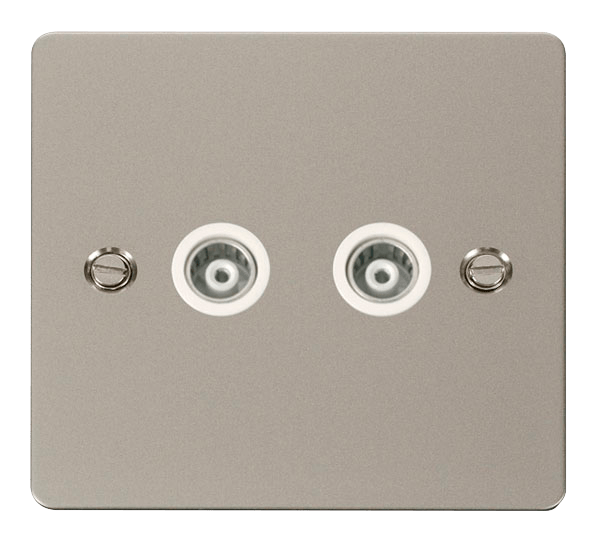 Define Flat Pl 2G Isol.Coax - 2 Gang Isolated Coaxial Socket  - White in black finish.