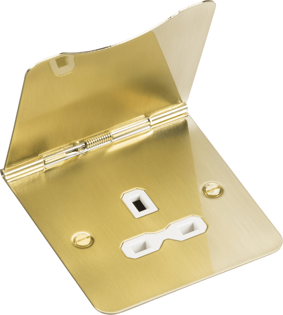 Knightsbridge 13A 1G Unswitched Floor Socket - Brushed Brass with White Insert