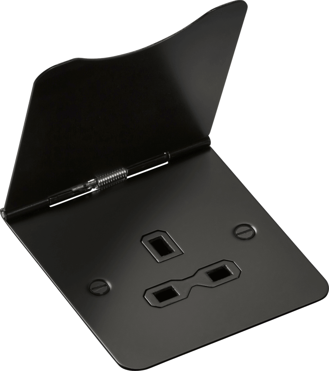 13A 1G Unswitched Floor Socket - Matt Black with Black Insert - Prisma Lighting