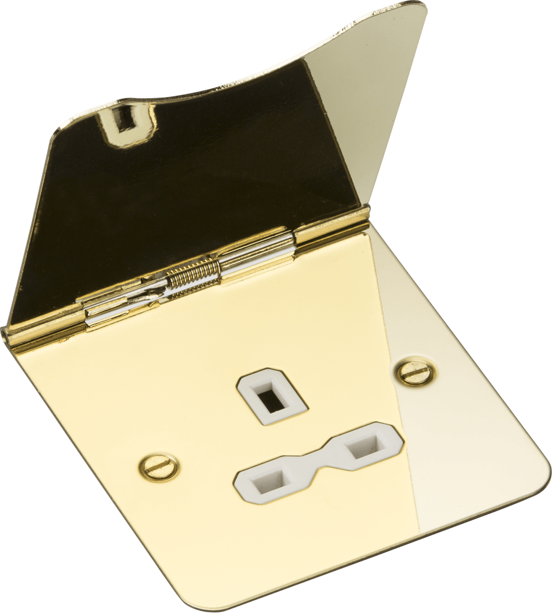Knightsbridge 13A 1G Unswitched Floor Socket - Polished Brass with White Insert