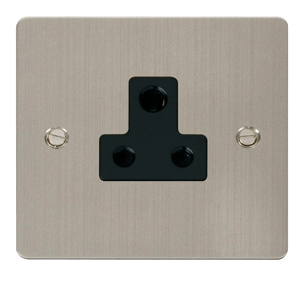Define Flat Plate 5A Round - 5A Round Pin Socket Outlet  - Black in black finish.