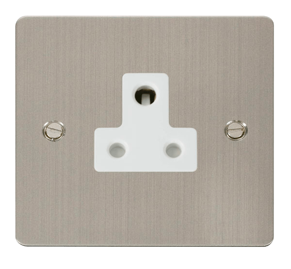 Define Flat Plate 5A Round - 5A Round Pin Socket Outlet  - White in black finish.