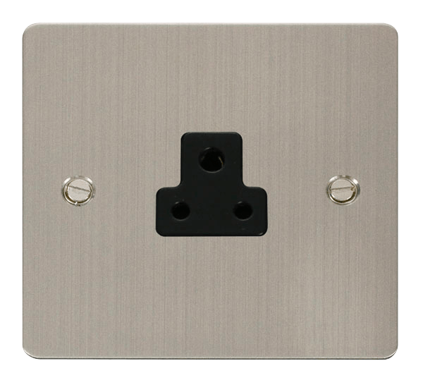 Define Flat Plate 2A Round - 2A Round Pin Socket Outlet  - Black in black finish.