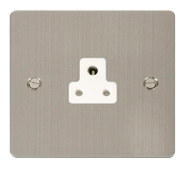 Define Flat Plate 2A Round - 2A Round Pin Socket Outlet  - White in black finish.