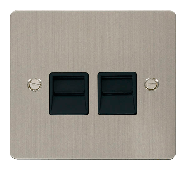 Define Flat Pl Twin Tel.Mas - Twin Telephone Socket Master  - Black in black finish.