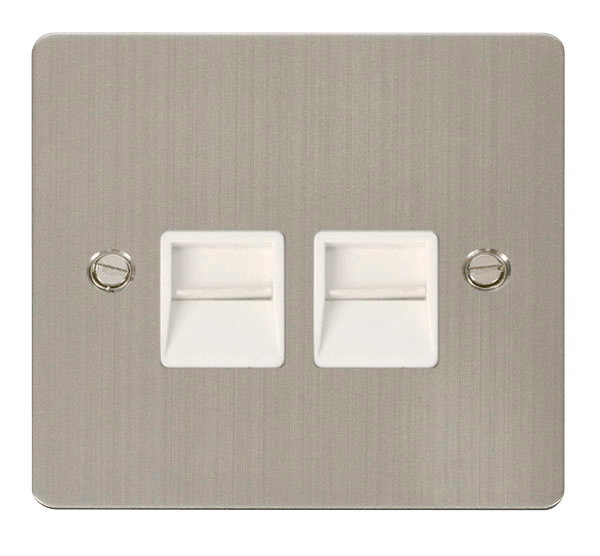 Define Flat Pl Twin Tel.Mas - Twin Telephone Socket Master  - White in black finish.
