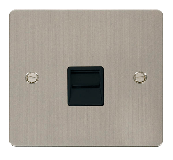 Define Flat Pl Sgl Tel.Sec - Single Telephone Socket Secondary  - Black in black finish.