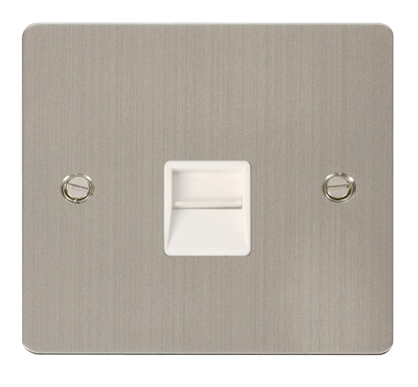 Define Flat Pl Sgl Tel.Sec - Single Telephone Socket Secondary  - White in black finish.