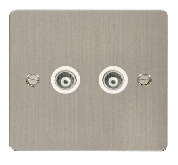 Define Flat Pl 2G Isol.Coax - 2 Gang Isolated Coaxial Socket  - White in black finish.
