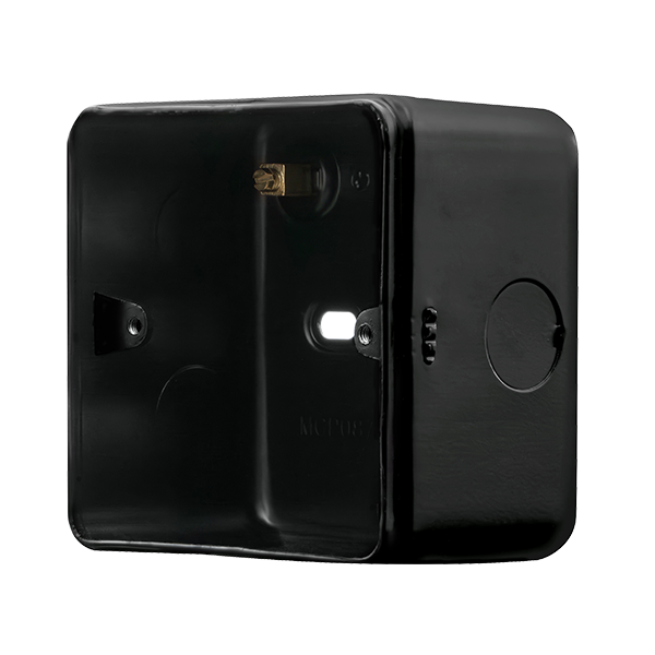 Black Industrial Wall  Metal Clad Pro 1 Gang 40Mm Deep Surface Mounting Box (Without Knockouts) MCP083BBK