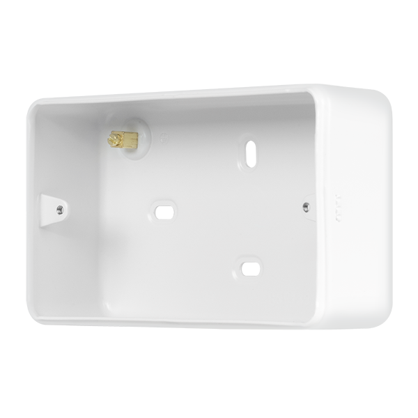 Polar White Industrial Wall  Metal Clad Pro 2 Gang 40Mm Deep Surface Mounting Box (Without Knockouts) MCP084BPW