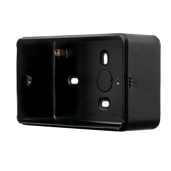 Black Industrial Wall  Metal Clad Pro 2 Gang 50Mm Deep Surface Mounting Box (Without Knockouts) MCP088BBK