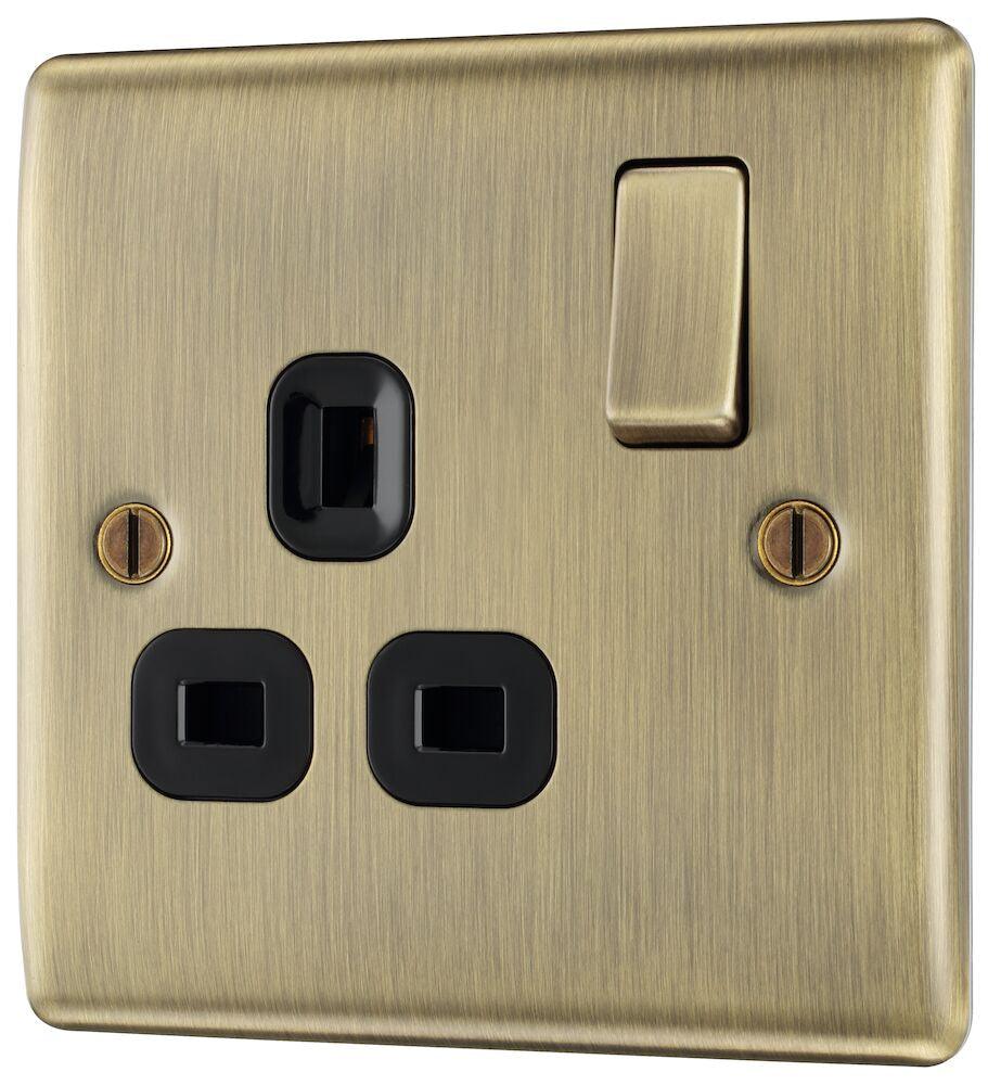 Nexus Metal Single Switched 13A Power Socket - Prisma Lighting