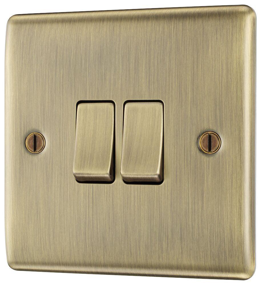 Nexus Metal Double Light Switch, 20A 16AX 2 Way - Prisma Lighting
