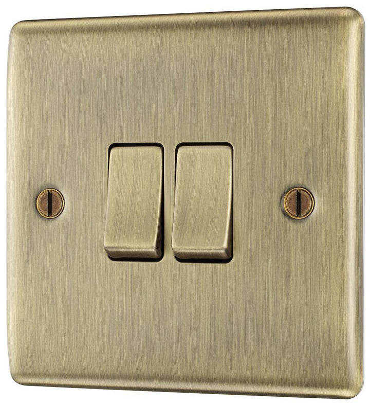 Nexus Metal Double Light Switch, 20A 16AX 2 Way - Prisma Lighting