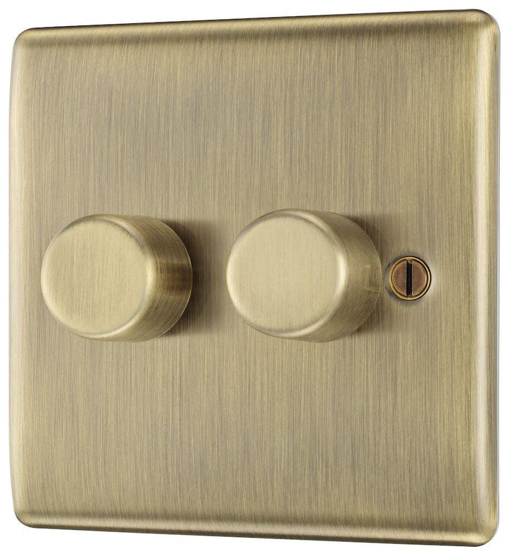 Nexus Metal Double Intelligent LED Dimmer Switch, 2-Way Push On/Off - Prisma Lighting