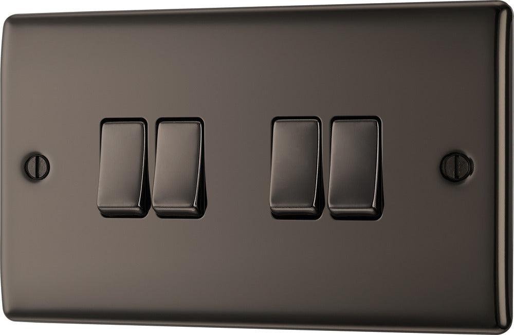 Nexus Metal Quadruple Switch, 20A 16AX 2 Way - Prisma Lighting