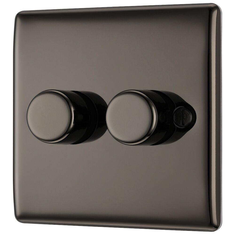 Nexus Metal Double Intelligent LED Dimmer Switch, 2-Way Push On/Off - Prisma Lighting