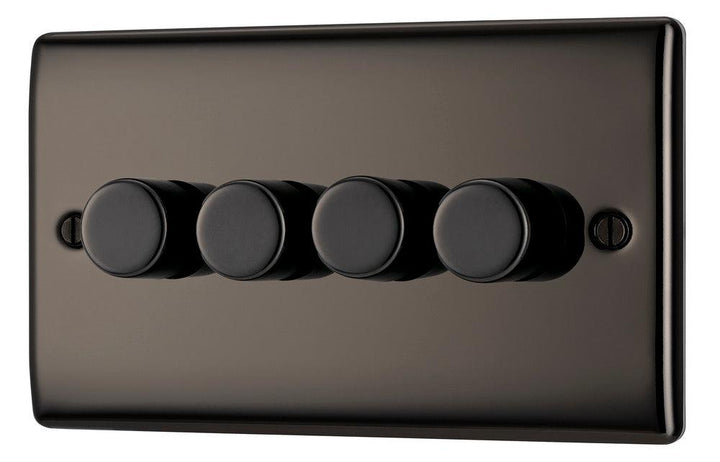 Nexus Metal Quadruple Intelligent LED Dimmer Switch, 2-Way Push On/Off - Prisma Lighting