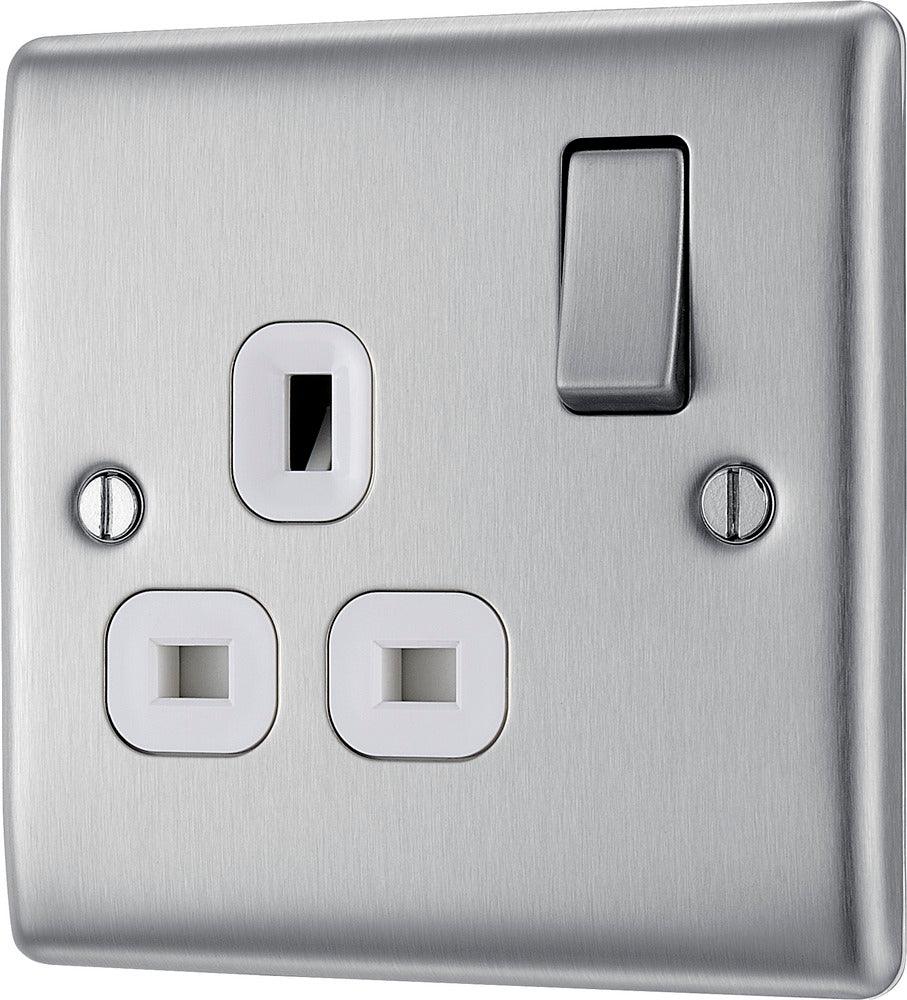 Nexus Metal Single Switched 13A Power Socket - Prisma Lighting