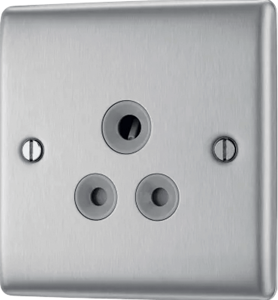 Nexus Metal Single Round Pin Unswitched 5A Socket - Prisma Lighting