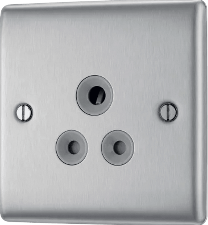 Nexus Metal Single Round Pin Unswitched 5A Socket - Prisma Lighting