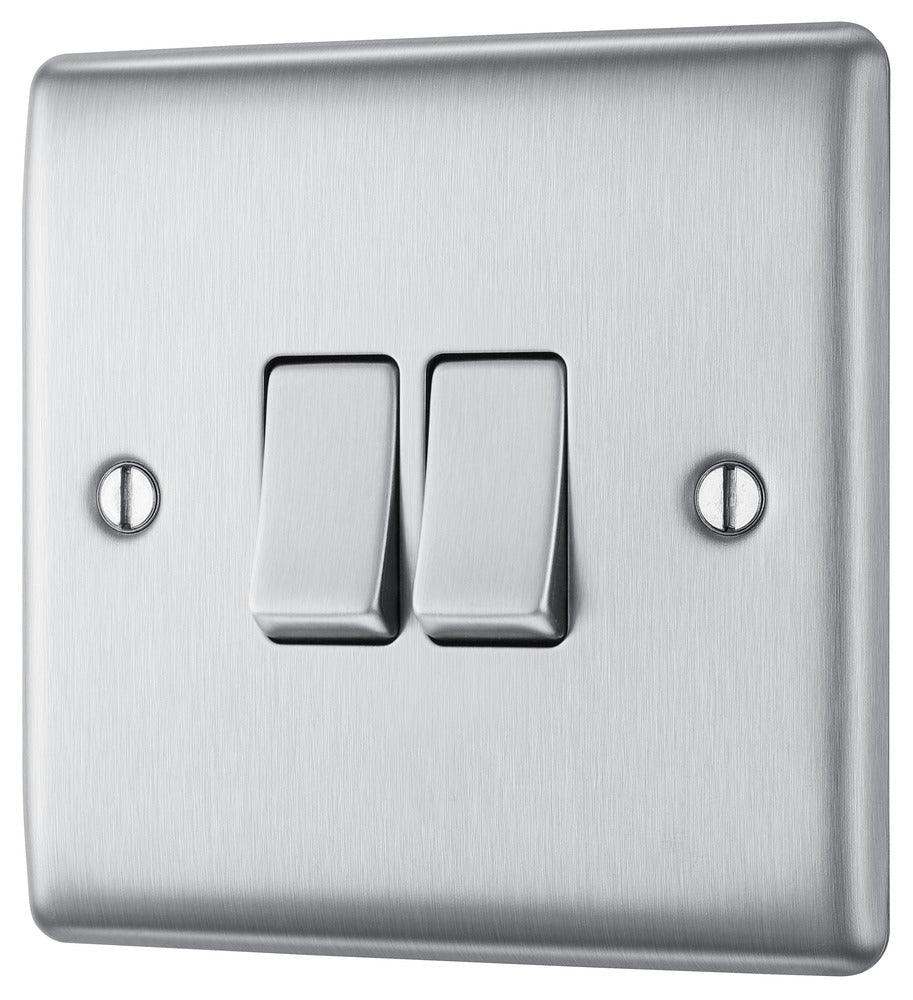 Nexus Metal Double Light Switch, 20A 16AX 2 Way - Prisma Lighting