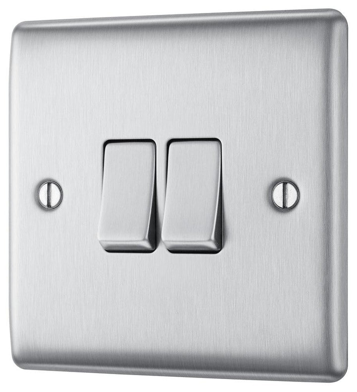 Nexus Metal Double Light Switch, 20A 16AX 2 Way - Prisma Lighting