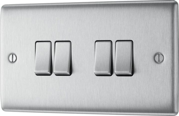 Nexus Metal Quadruple Switch, 20A 16AX 2 Way - Prisma Lighting