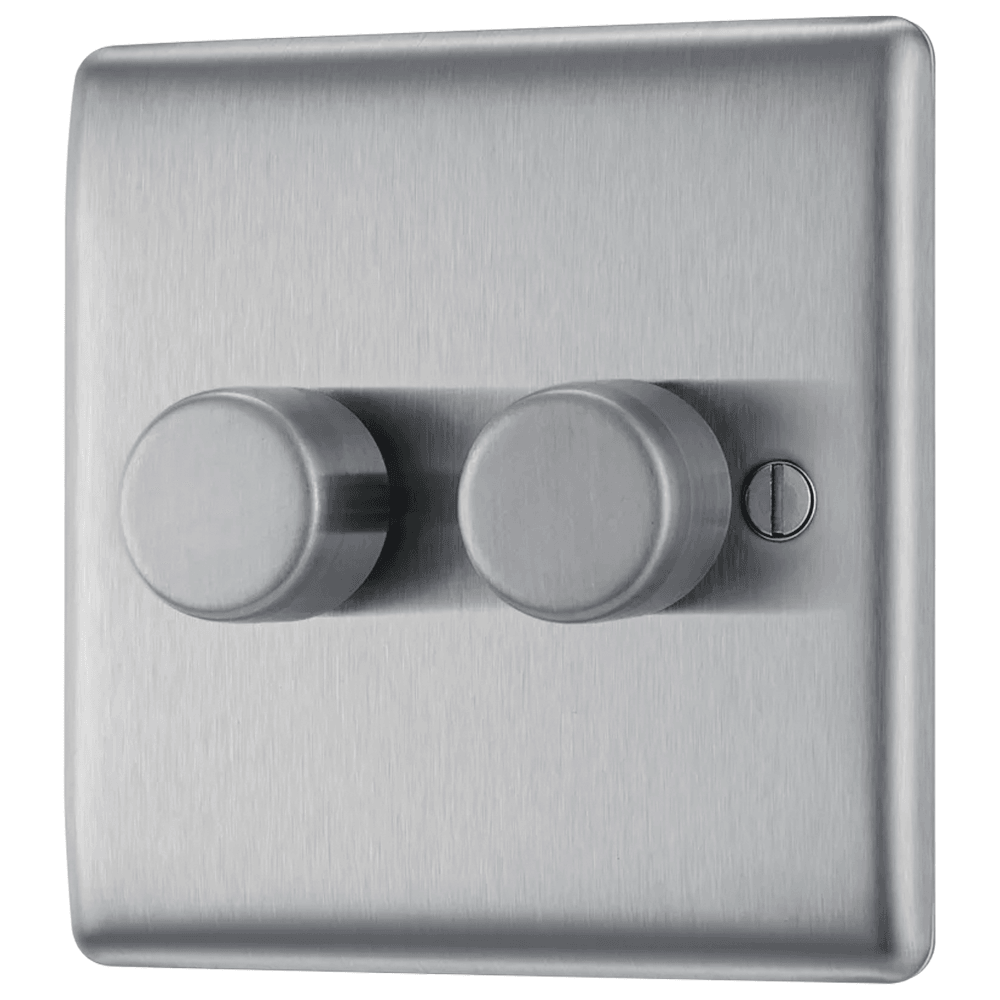 Nexus Metal Double Intelligent LED Dimmer Switch, 2-Way Push On/Off - Prisma Lighting