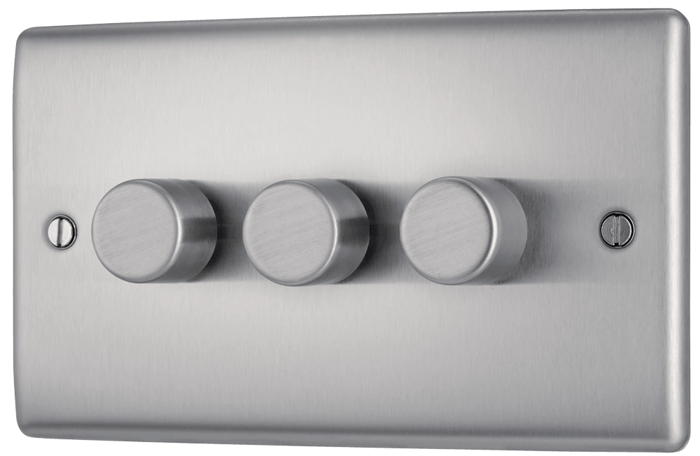 Nexus Metal Triple Intelligent LED Dimmer Switch, 2-Way Push On/Off - Prisma Lighting