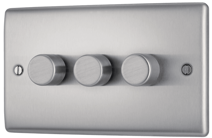 Nexus Metal Triple Intelligent LED Dimmer Switch, 2-Way Push On/Off - Prisma Lighting